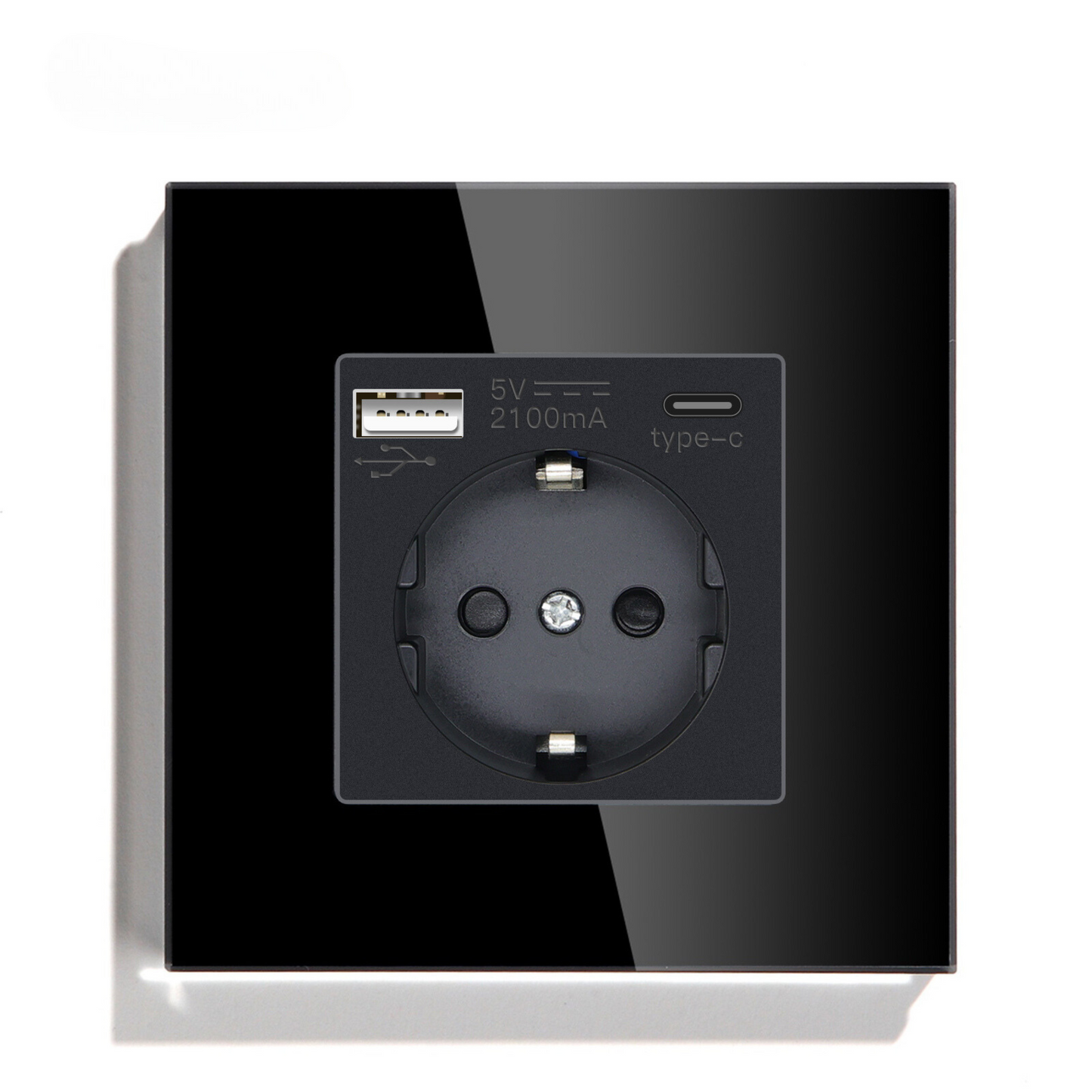 Wandsteckdose | USB A & USB C | Schwarz - Single