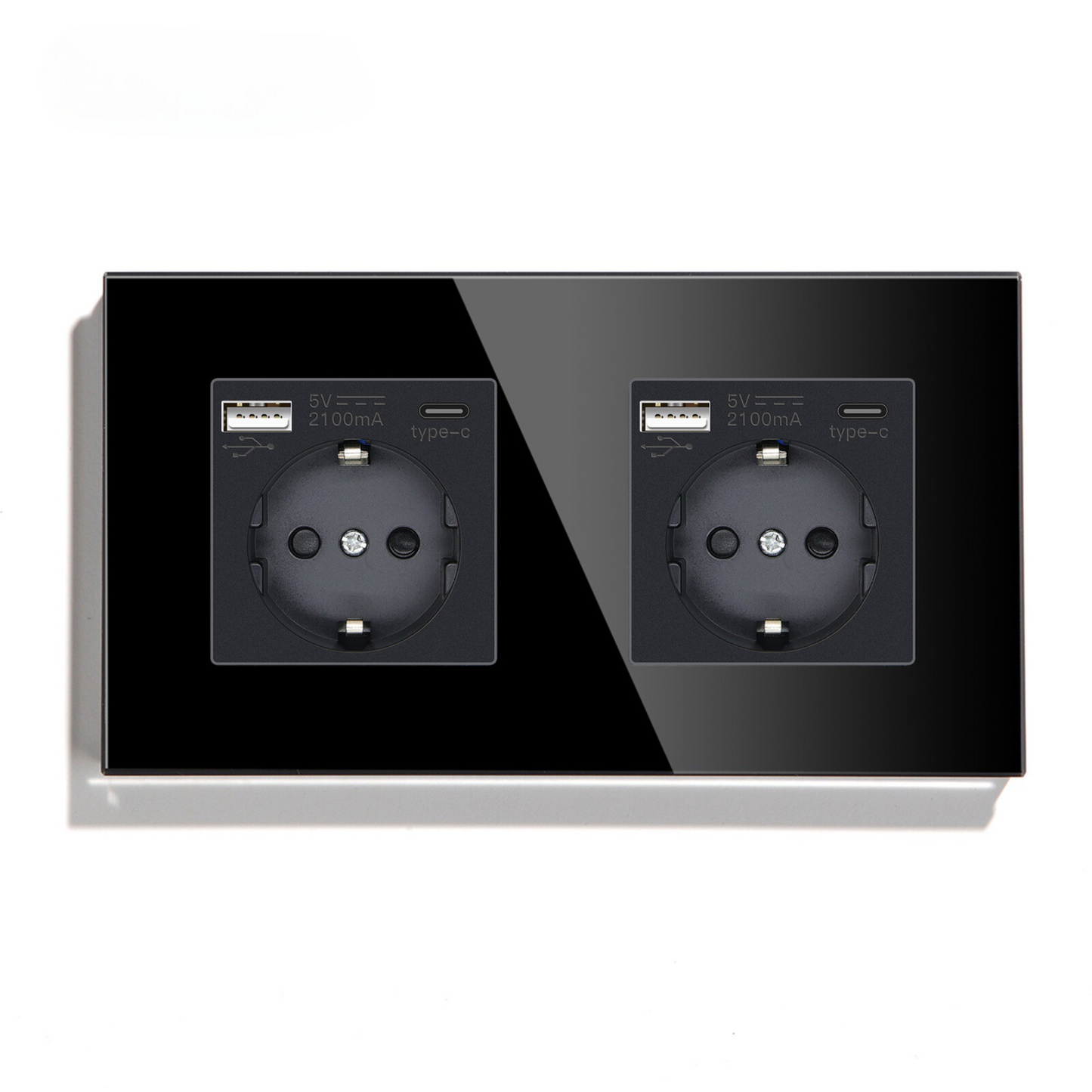Wandsteckdose | USB A & USB C | Schwarz - Duo