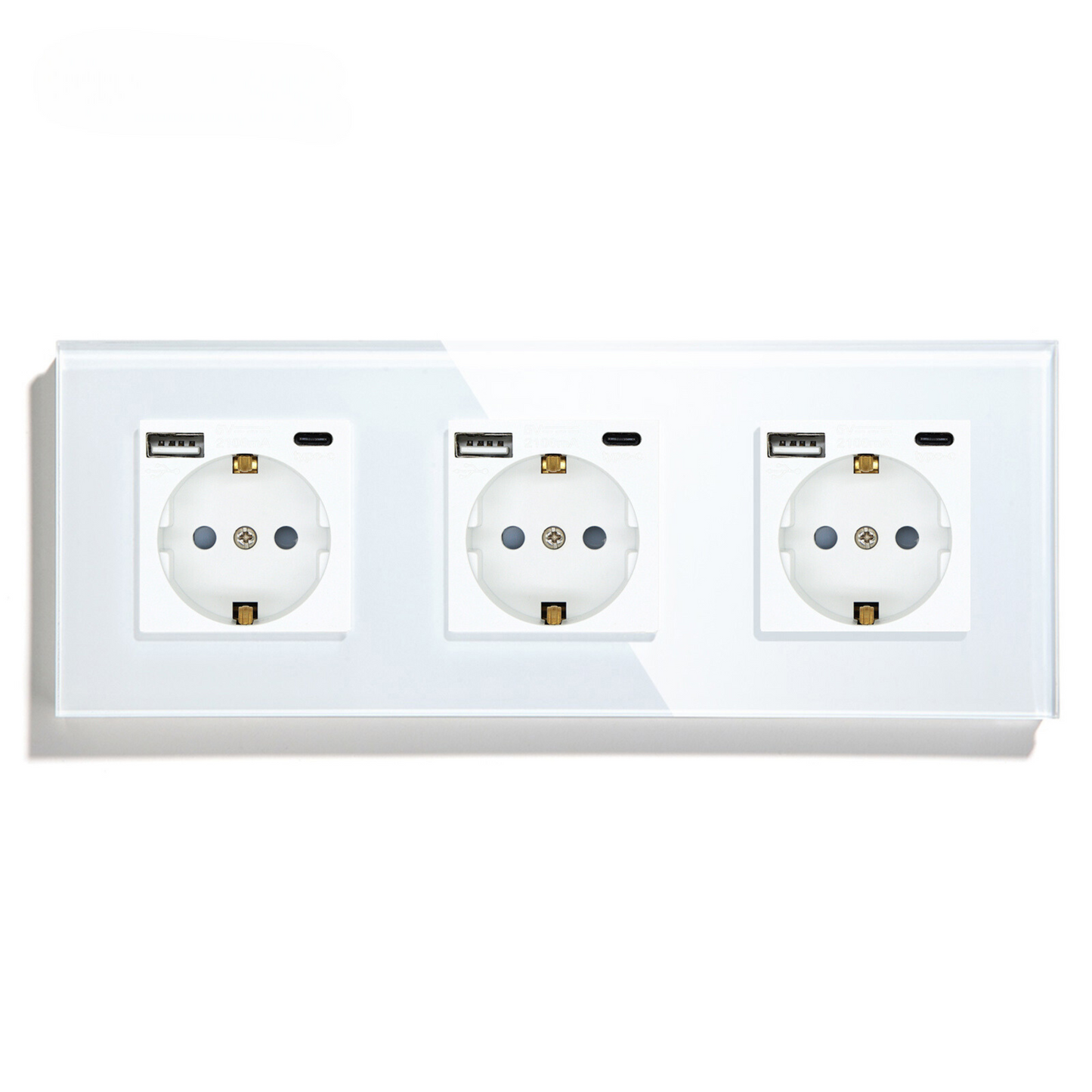 Wandsteckdose | USB A & USB C | Schwarz - Dreifach
