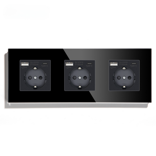 Wandcontactdoos | USB A & USB C | Triple