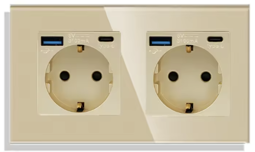 Wandsteckdose | USB A & USB C | Schwarz - Duo