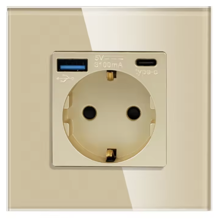 Wandsteckdose | USB A & USB C | Schwarz - Single