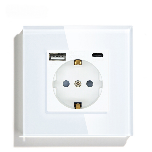 Wall socket | USB A &amp; USB C | White - Single