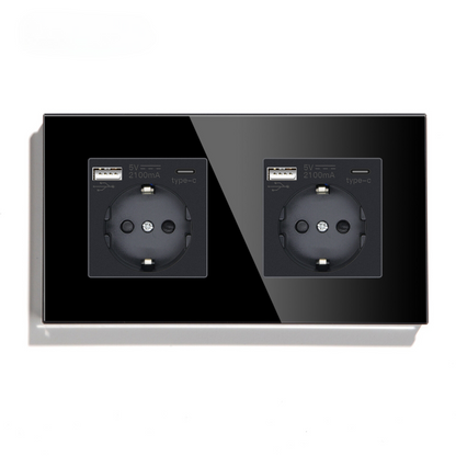 Wandsteckdose | USB A &amp; USB C | Schwarz - Duo