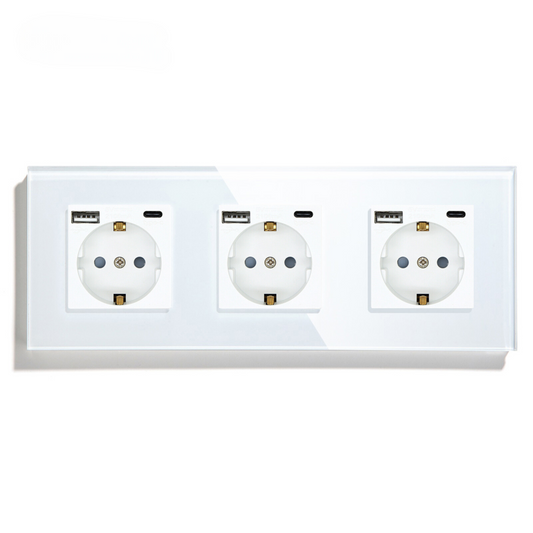 Wall socket | USB A &amp; USB C | White - Triple
