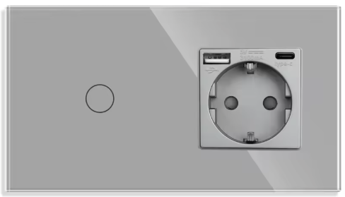 Combinatie | 1x Wandcontactdoos | 1x Touchschakelaar | USB
