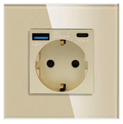 Wandsteckdose | USB A &amp; USB C | Schwarz - Single