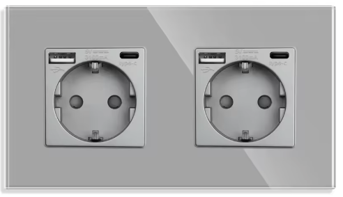 Wandsteckdose | USB A &amp; USB C | Schwarz - Duo